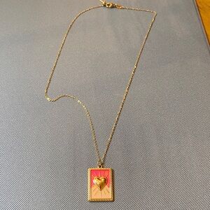 Gold and Pink Heart Charm Necklace